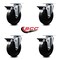 Service Caster 5'' Soft Rubber Wheel Swivel Top Plate Caster Set with Posi Brake, 4PK SCC-20S514-SRS-PLB-4 - alternate 4